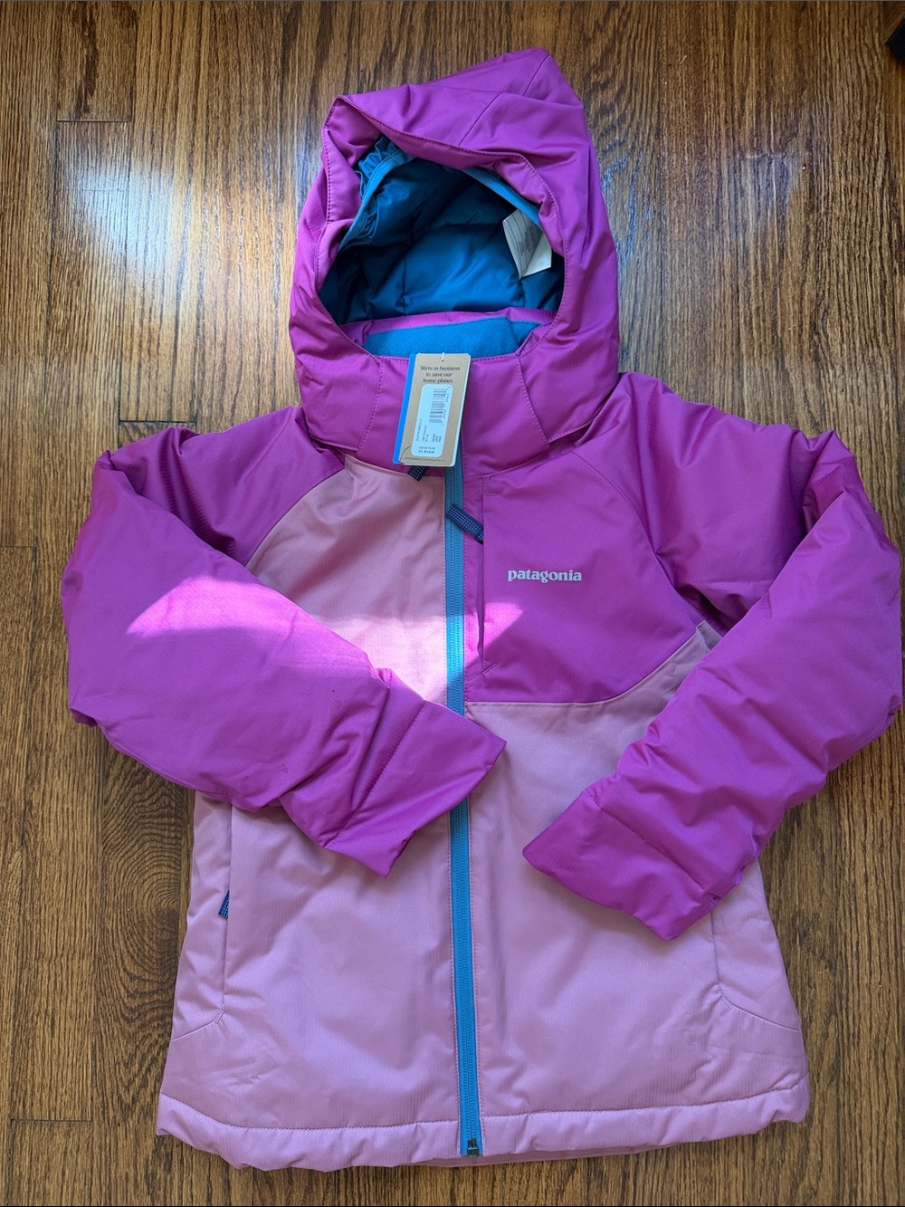 NWT Patagonia Girls Snowbelle Jacket Pink Colorblock Size S 7-8 Ski Snow